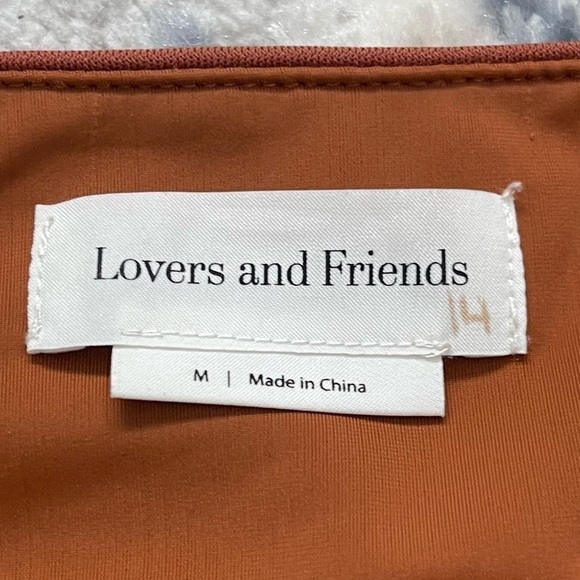 Lovers & Friends Revolve Suki Long Sleeve Asymmetrical Midi Dress Rust Orange M - Picture 6 of 8